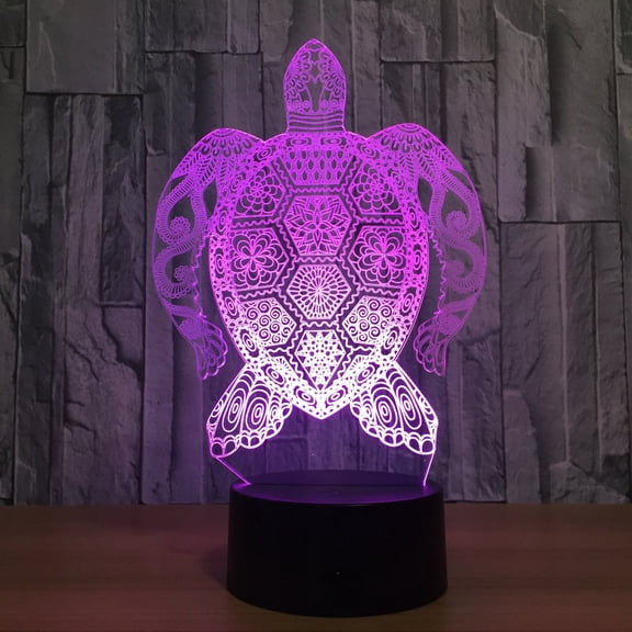 YJYASX-7 Color Changing Night Lamp 3D Atmosphere Bulbing Light 3D Visual Illusion LED Lamp for Kids Toy Christmas Birthday Gifts (Turtles)
