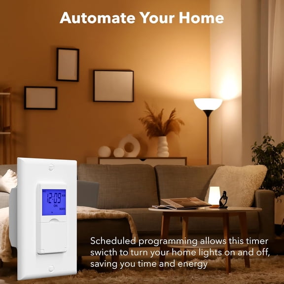 YJYASX-7 Day Programmable in-Wall Timer Switch for Lights, Digital Light Switch Timer Indoor, Single Pole and 3 Way (Compatible with SPDT) Both Use, Neutral Wire Required, Blue Backlight, ETL Listed