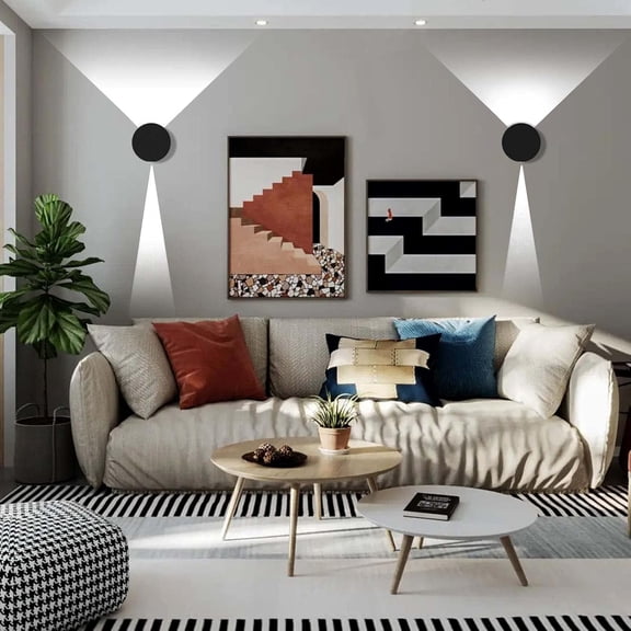 YJYASX-8W Modern LED Wall Sconce Light Up Down Waterproof Outdoor Wall Lamp Indoor Hardwired for Bedroom Bathroom Hallway Stairs Porch, Black 6000K