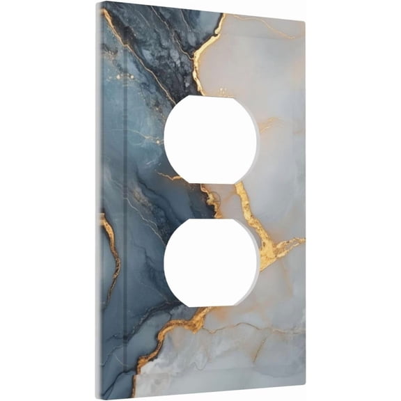 YJYASX-Abstract Blue Granite Luxury Texture Print 1 Gang Electrical Duplex Outlet Covers Light Switch Cover Receptacle Wall Plate Decorative Faceplate for Country Bedroom Kitchen Living Room Decor