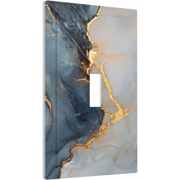 YJYASX-Abstract Blue Granite Luxury Texture Print 1 Gang Light Switch Cover Single Toggle Wall Plate Decorative Electrical Switchplate Covers for Country Bedroom Kitchen Living Room Dcor