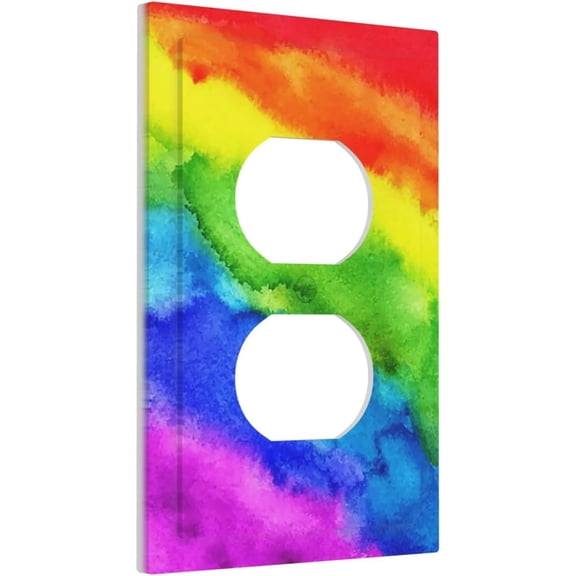 YJYASX-Abstract Watercolor Pastel Colorful Tie Dye Rainbow Colored Oil Painting Art 1 Gang Duplex Receptacle Wall Plate Jumbo Electrical Outlet Decorative Decorator Light Switch Faceplate Plug Socket