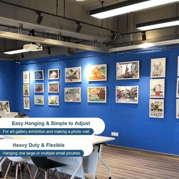 YJYASX-Adjustable Picture Hanging Wire Kit 2M x 1.5MM Picture Rail Hanging System Photo Frame Vertical Hanging Hardware for Exhibition, Art Gallery Display, Billboards, Basket