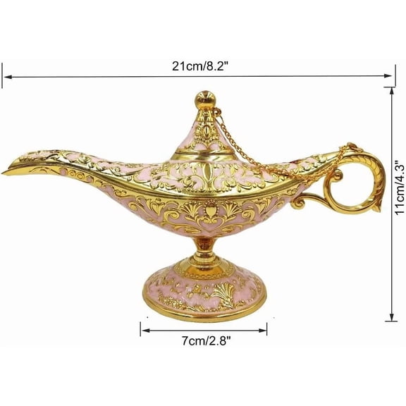 YJYASX-Aladdin Genie Lamp Vintage Legend Aladdin Magic Lamp Wishing Light Arabian Costume Props Party Wedding Table Decoration Birthday Gift,Large Pink