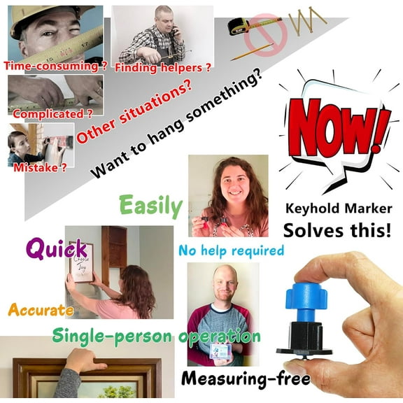 YJYASX-All-in-One Picture Hanging Kit with Level, Center Punch, Screwdriver, Push-Pin Hangers, Easy-Hang No-Measure Tool for Wall Art, Photo Frames, Canvas, Sawtooth, Keyhole, Wire, D-Ring