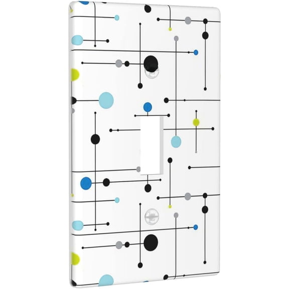 YJYASX-Atomic Mid Century Geometry Rustic Modern Black Decor Print Light Switch Plate Cover Plastic Wall Plates (Single Gang Toggle Switch)