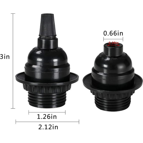 YJYASX-Black E26/ E27 Light Sockets, Retro Edison Lamp Holder with E26 Medium Screw, 200 Heat Resistant Standard Screw-in Lamp Socket for Vintage Edison Bulbs Pendant Lamp (8PACK)