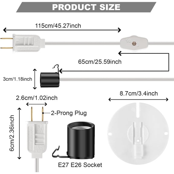 YJYASX-Blow Mold Light Kit Replacement Single Bulb Light Cord for E27 E26 Salt Lamp Bulb with On/Off Switch Fuse Plug for Halloween Christmas Blow Mold Village Craft Indoor Outdoor Decorations (1)