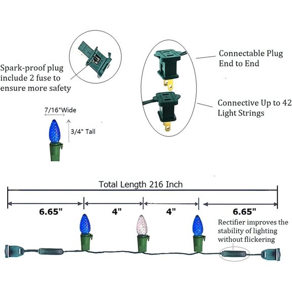 YJYASX-Blue/White C3 Outdoor 18FT 50 LED Straberry Christmas Lights - Connectable Plug, Green WireVintage Decorative Lights - Mood Lighting