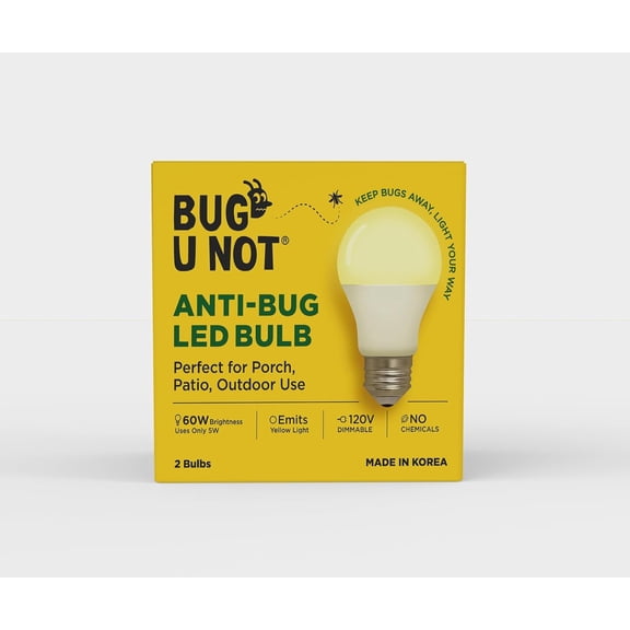 YJYASX-Bug Light Bulb, Blue Light Blocking LED for Fewer Insects, Warm White 3000K Glow, Indoor Outdoor Use, Porch Patio Lighting, 2 Pack, Energy Saving, Long Lasting, E26 Base LED Bulb