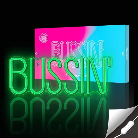 YJYASX-Bussin Neon Sign - Meme Bussin Led Neon Lights for Gamers/Streamers/Influencers  Cool Trendy Green Led Signs with On/Off Switch for Wall, Bedroom, Game Room Decor - 16.9 x 6.5-inch