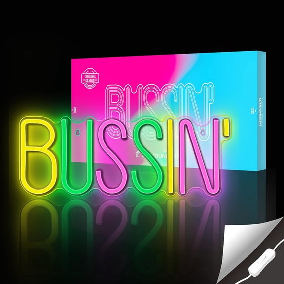 YJYASX-Bussin Neon Sign - Meme Bussin Led Neon Lights for Gamers/Streamers/Influencers  Cool Trendy Led Signs with On/Off Switch for Wall, Bedroom, Game Room Decor - 16.9 x 6.5-inch