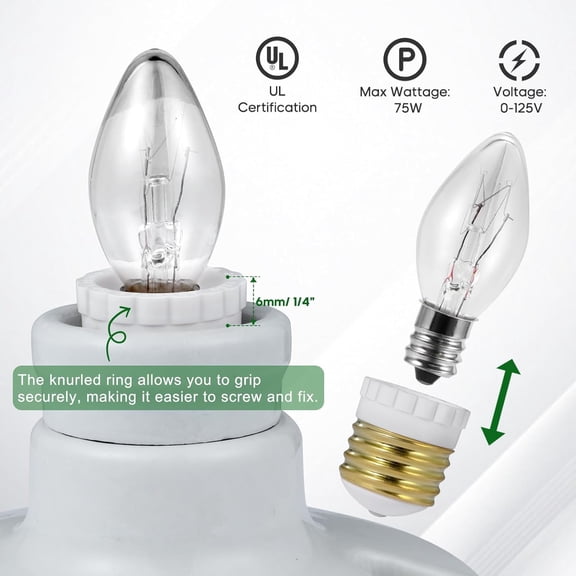 YJYASX-Candelabra Socket Adapters, Standard Light Socket to Candelabra Bulb Socket Adapter, Medium Screw E26 Base to Small E12 Screw Socket Converter, UL (8)