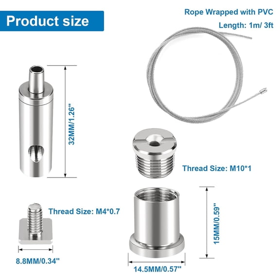 YJYASX-Ceiling Hanging Wire Cable Kit, 4 Sets Wire Cable Hanging System kit, Aquarium Light Hanging Kit, Adjustable Wire Rope for Linear Light, Panel, Pendant, Chandelier, Suspension Light Fixture