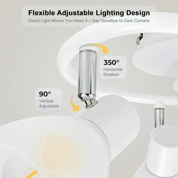 YJYASX-Ceiling Light Fixture 3-Light Track Lighting White w/Glass Shades, Directional Modern Light Fixtures Ceiling Spotlight Indoor for Kitchen, Bedroom, Living Room, E12 Base, No Bulbs