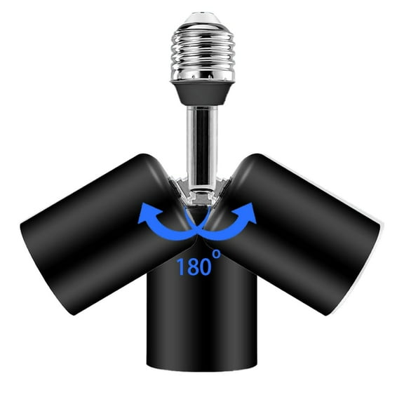 YJYASX-Ceramic & Metal E26 Light Socket Extender,150w-Heat-resistant-Ideal for Light Holder Extension,Electrical Socket Extender 180 Bendable Socket Adapter Screw Base Light Bulb Socket, 2pcs (Black