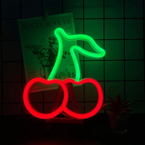 YJYASX-Cherry Light Neon Signs,Fruit Decorative Art Cherry Neon Lights for Wall Decor LED Signs for Bedroom,USB or Battery LED Light Up Signs for Christmas,Birthday,Wedding Party,Kids Room,Home Decor