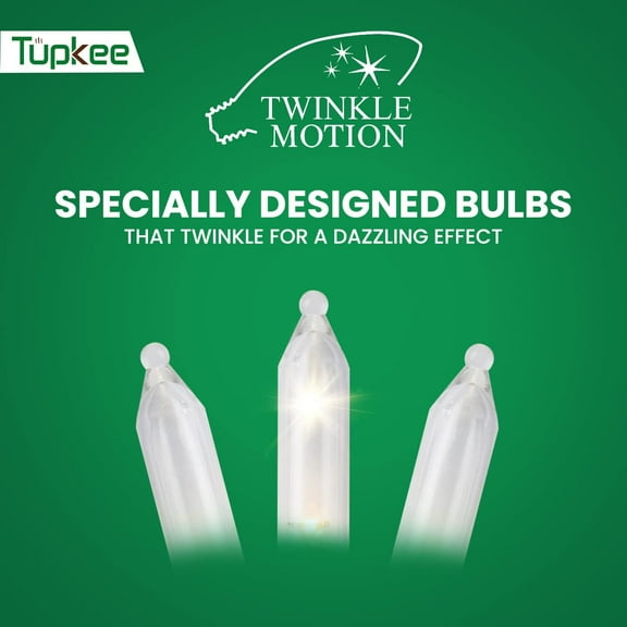 YJYASX-Christmas LED Random Twinkle Lights - 16 of 100 Bulbs Twinkle - LED Warm White Christmas Tree Lights - Indoor Outdoor 24.75 Feet White Light String, Sparkling Twinkling Holiday Decor