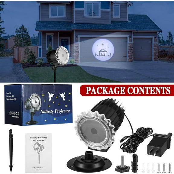 YJYASX-Christmas Nativity Outdoor Projector Rotating Nativity Scene Projector Light LED Flood Light Holiday with Stars for Christmas Windows Party Garden Landscape Decoration