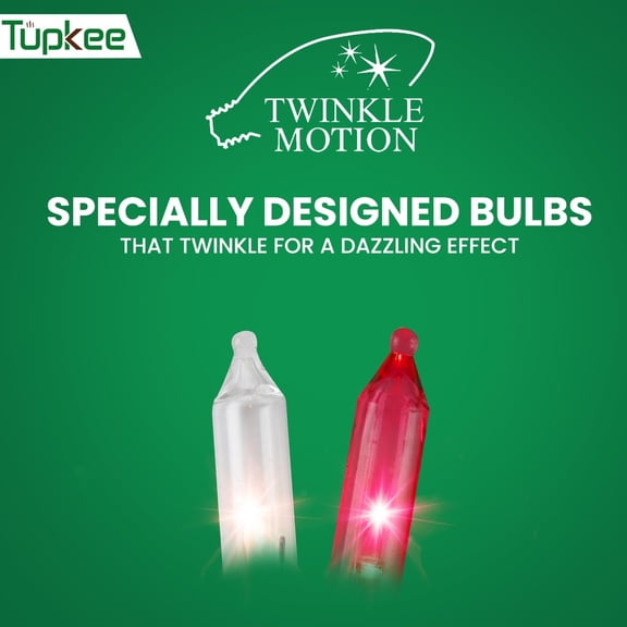 YJYASX-Christmas Random Shimmering Twinkle Lights - 12 of 100 Lights Twinkle Indoor Outdoor - 20.5 Feet Light String, 100 Red & Clear Candy Cane Peppermint Bulbs - Christmas Tree Holiday Decor Light