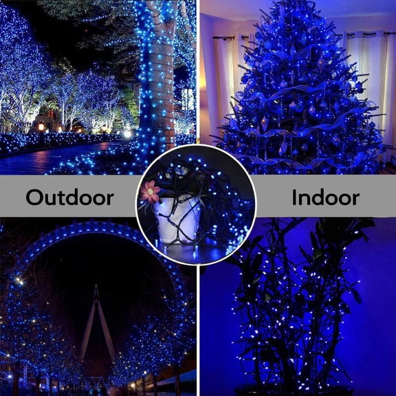 YJYASX-Christmas Tree Lights Blue - 220 LEDs 82ft/25m 8 Modes End-to-End Plug in Outdoor Waterproof Decorative Fairy Twinkle Halloween Indoor String Lights for New Year/Wedding/Thanksgiving Day/Home/