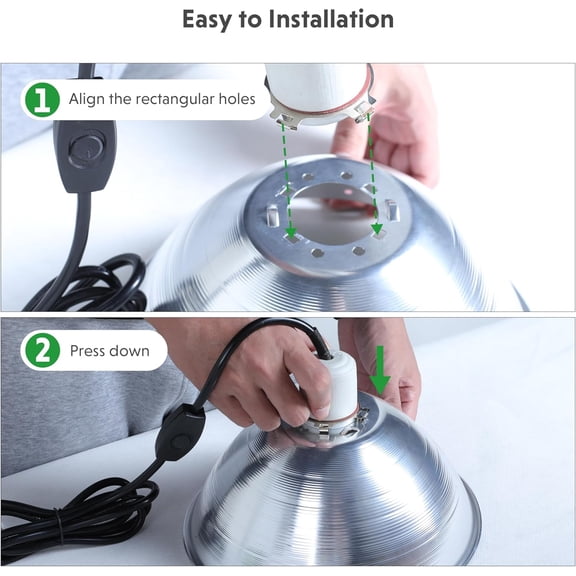 YJYASX-Clamp Light and Bulb Guard, Equipped with Detachable 10.5-inch Aluminum Reflector, Compatible with E26 Socket (No Bulb), 250W Power, 6 Feet Cord, 1 Pack