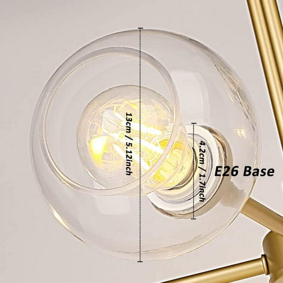 YJYASX-Clear Globe Glass Shade Replacement 2 Packs, Glass Ball Lamp Shade for Chandelier/Pendant Light/Ceiling Light, Size4.2cm(1.7inch) of socket base; 13cm(5.12inch) of globe width