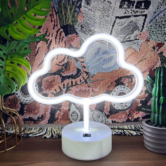 YJYASX-Cloud Neon Sign - White LED Cloud Light for Bedroom Decor, USB/Battery Powered, Aesthetic Neon Sign Lamp for Kids, Teens, Adults, Birthday Parties, Christmas