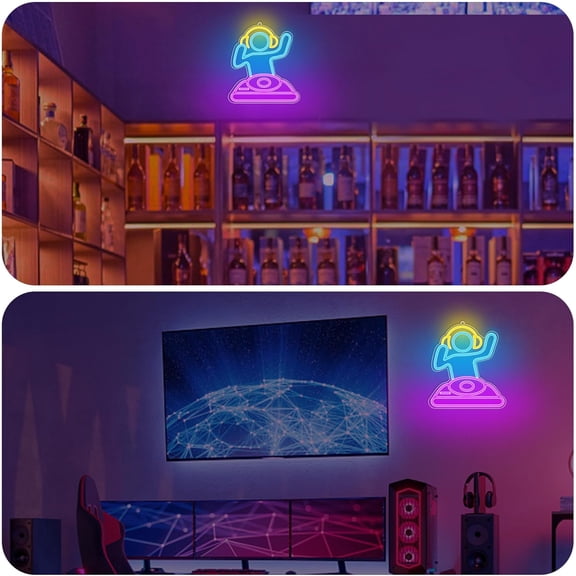 YJYASX-Cool Neon Sign for Wall Decor. DJ Player Neon Signs USB Led Lights with Dimmable for Bar Decor, Neon Decor Gifts for Birthday, Party for Bedroom Kidsroom Living Room Bar Gaming Room Men Cave