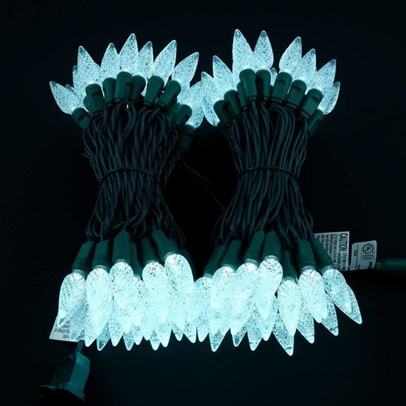 YJYASX-Cool White C6 Strawberry LED Christmas Lights, 33 ft 100 Count 4" Spacing One-Piece High Waterproof UL Certified String Light (Cool White)