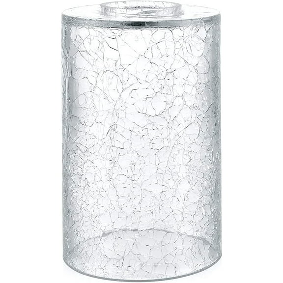 YJYASX-Crackle Lip-less Glass Lamp Shade, Cylindrical Light Cover with Fitter Opening, Replacement for Chandelier, Pendant, Bathroom Vanity Light, 3 Pcs