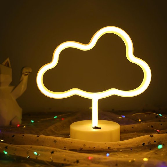 YJYASX-Cute Cloud Neon Light LED Cloud Shaped Decor Night Lights Marquee Neon Sign Table Decor for Christmas Party Birthday Kids Room Living Room Wedding