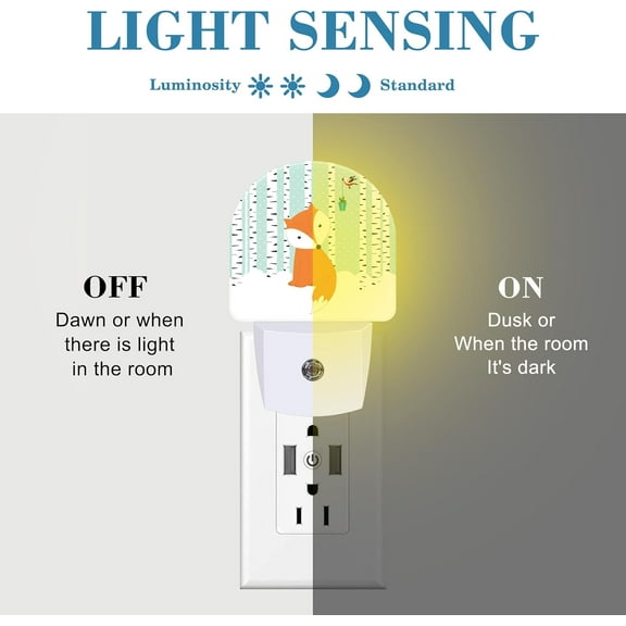 YJYASX-Cute Fox and Bird Night Light for Kids, LED Night Light Plug into Wall with Dusk to Dawn Sensor for Girls Boys Women Men Room Decor, Hallway, Kitchen, Bathroom, Nursery, Stairs