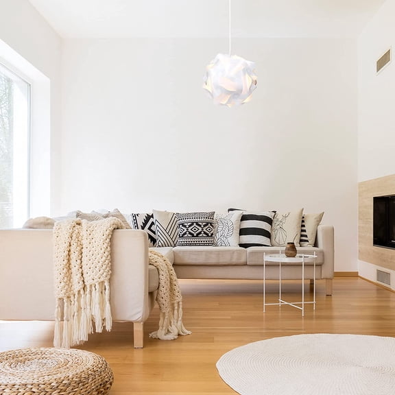 YJYASX-DIY Puzzle Lamp Shade - Modern IQ Jigsaw Light in 30 Pieces min. 15 Different Designs - Diameter Approx. 10.6 in / 27 cm - White in Size M