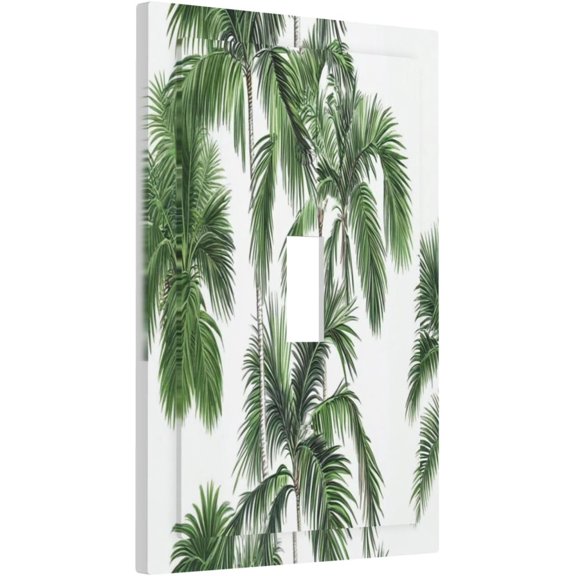 YJYASX-Decorative Light Switch Cover Palm Trees Tropical Green Plant Palm Leaf 1 Gang Single Toggle Device Electrical Faceplate Switchplates Decorator Outlet Wall Plate For Bed Room Bathroom