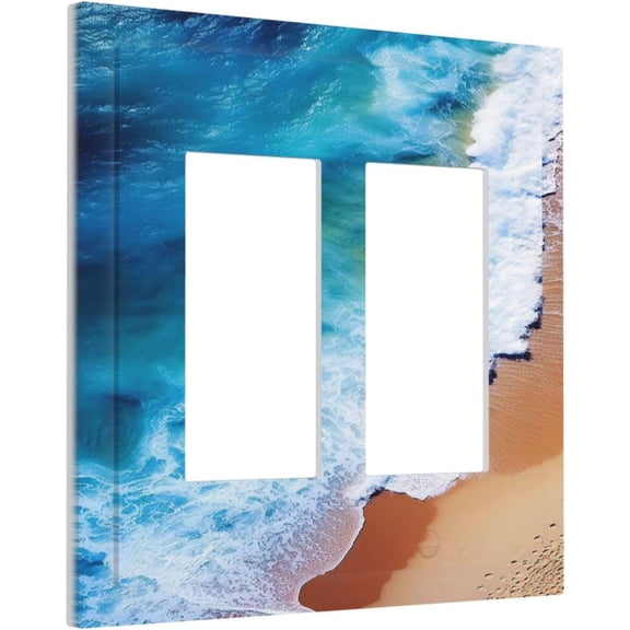 YJYASX-Decorative Outlet Covers Beach Ocean Waves Blue Ocean Turquoise Water 2 Gang Double GFCI Rocker Electrical Wall Panels Light Switch Cover Plate for Bedroom Bathroom Decor
