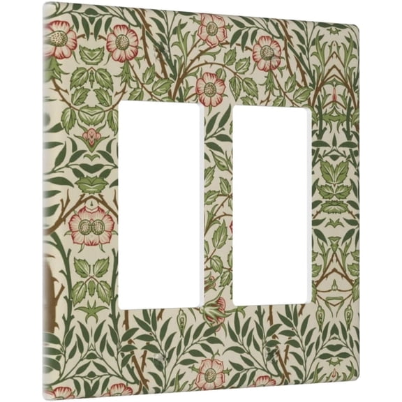 YJYASX-Decorative Outlet Covers Morris Vintage Willow Leaf Tree Branches Green Leaves 2 Gang Light Switch Cover Plate Double Rocker Wall Plate Switch Plate Covers Faceplate for Bedroom Home Decor