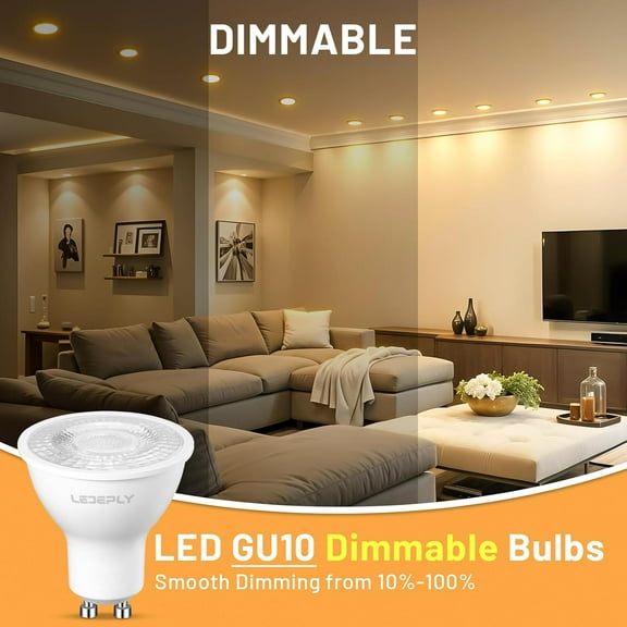 YJYASX-Dimmable LED GU10 Bulbs, 5W=50W, 2700K Warm White, 38 Beam Angle, 470 lm, Bulb, Spotlight for Track Lighting, Kitchen, 6 Pack