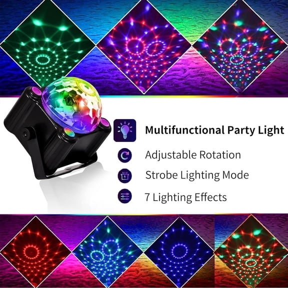 YJYASX-Disco Ball Party Lights Sound Activated Strobe DJ Stage Lighting with Remote Control for Indoor Room Outdoor Dance Parties Birthday Karaoke Halloween Christmas Bar Club Wedding Show Decoration