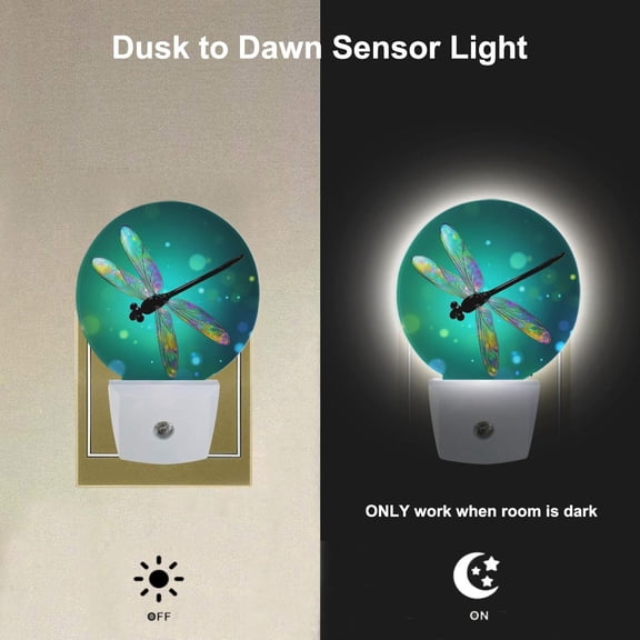 YJYASX-Dragonfly Night Light Fantasy Green Dragonfly Night Lights Plug into Wall for Boys Girls, Led Lamp for Stairway/Hallway/Bedroom 0.5W Nightlight Sleep Friendly