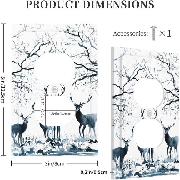 YJYASX-Duplex Device Receptacle Christmas Deer Blue Wall Plate, 1-Gang Electrical Switch Duplex Outlet Plug Cover Decorative Wallplate