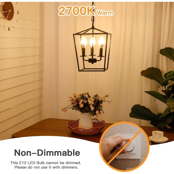 YJYASX-E12 LED Candelabra Light Bulbs 60W Equivalent, Warm White 2700K 600 Lumens Chandelier Bulb, 6W B11 Candle Base, Non-Dimmable, Pack of 6