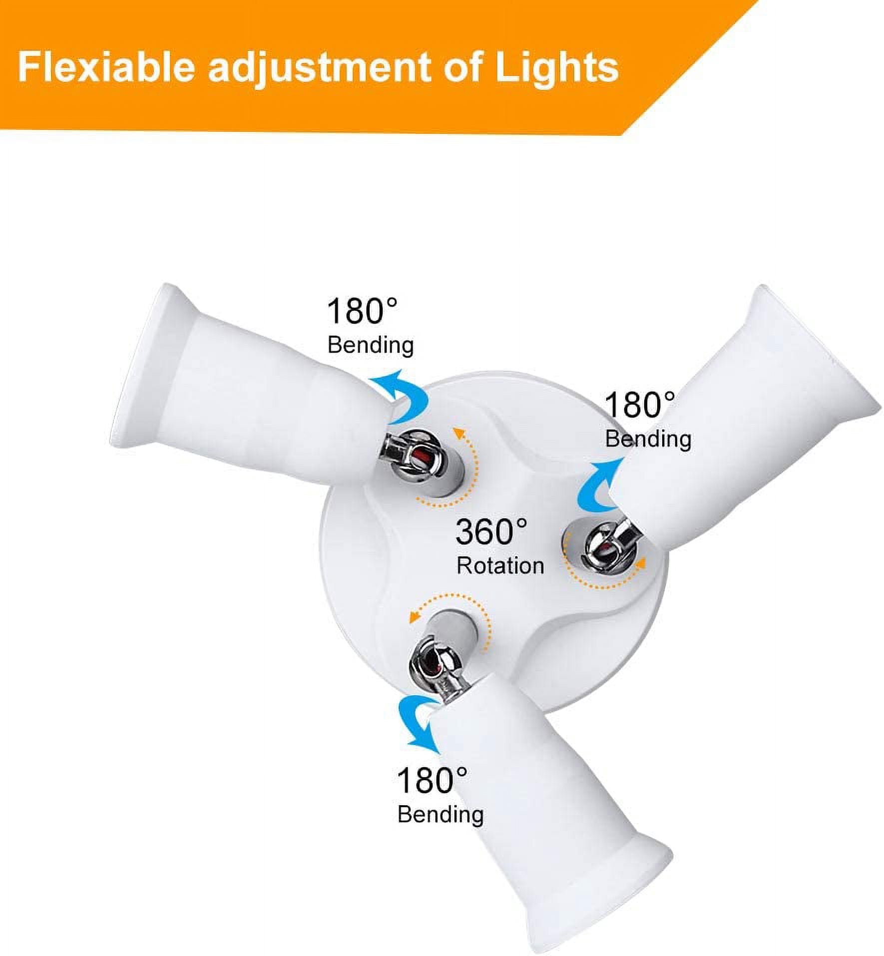 YJYASX-E26 E27 Adjustable Socket Splitter,3 in 1 Socket White Bulb Base ...