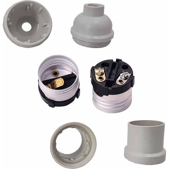 YJYASX-E26 E27 Light Socket,8-Pack White Edison Retro Pendant lamp Holder, E26 E27 Plastic Standard Screw-in Socket Maximum Wattage 250W Heat Resistant Up to 200 Fire Resistant
