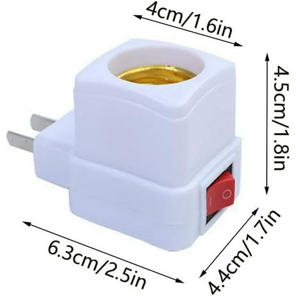 YJYASX-E26/E27 Socket Extension Adapter With Switch - Plug-in Light Bulb Socket Converter for Outlet (3 Pack)