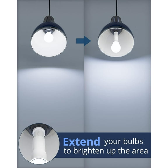 YJYASX-E26 Light Socket Extender 4-Level Extendable, 3.1-4.3in/8-11cm Extension E26/E27 Bulb Adapter Socket Converter, Light Bulb Extension for Living Room, Bedroom, Kitchen, Storage, Garage, 6-Pack