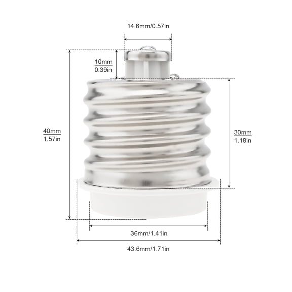 YJYASX-E39 to E26 Socket Adapter, Mogul Base E39 to Standard Medium E26 Screw Base Light Bulb Reducer Converter for Antique Floor Lamp (Pack of 10)