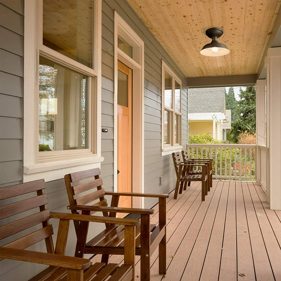 YJYASX-Electric 44677 Kurt 1-Light Outdoor Indoor Flush Mount Ceiling Light, Matte Black, Bulb Not Included