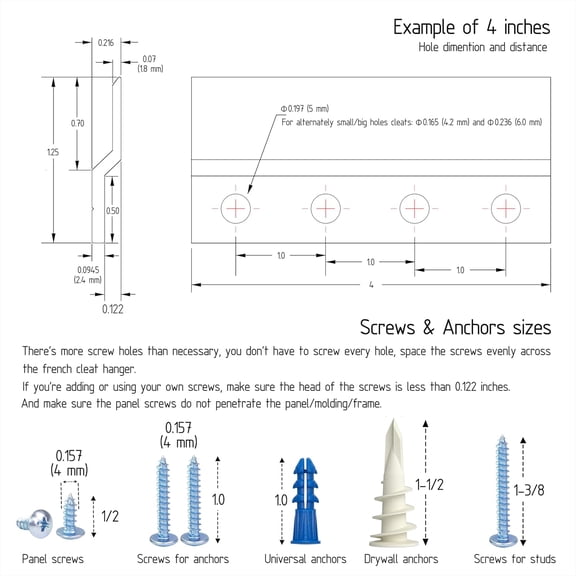 YJYASX-French Cleat Hanger 26 Inch - 2 Pack - Picture, Mirror, Whiteboard, Pallet or Panel Interlocking Wall Mounting Bracket - Aluminum Z Bar Clip Hanger Supports 120 lbs