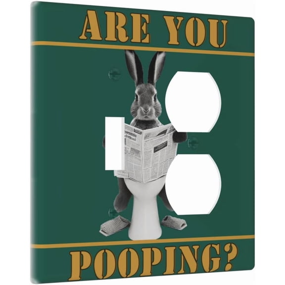 YJYASX-Funny Retro Cute Animals Grey Black Rabbit Outlet Covers 2 Gang Combination 1 Toggle/1 Duplex Light Switch Cover Decorative Gfci Wall Plate Electrical Receptacle Switchplate for Bathroom Decor